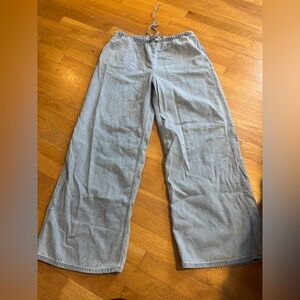 Light Denim Elastic Waist Pants